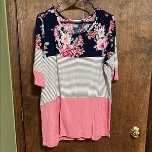 Chic Soul Floral and Striped Women's Top